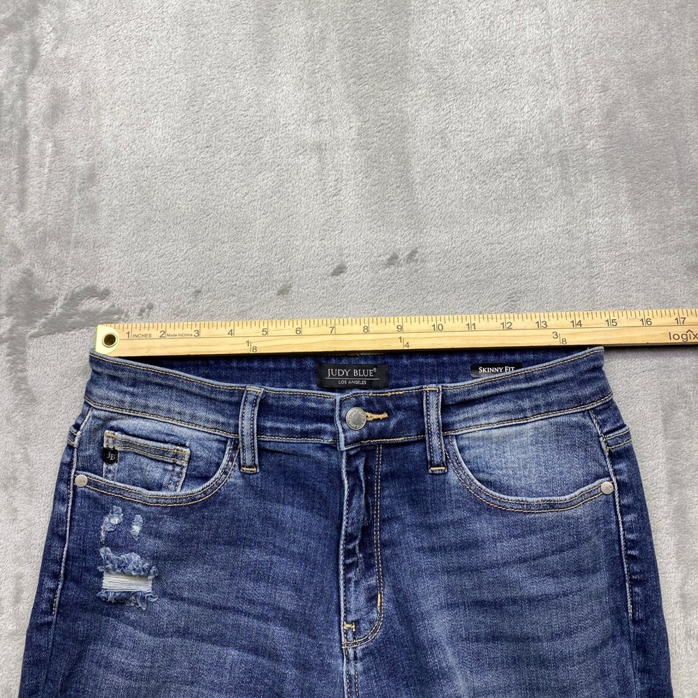 Judy Blue Skinny Fit Distressed Jeans Medium Wash High Rise Womens 9/29 Grunge - Picture 5 of 9